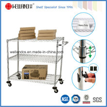 3 Tiers Industrial Chrome Plated Metal Wire Unility Cart